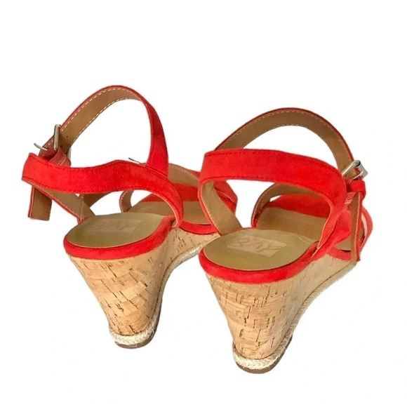 DOLCE VITA | Dv8 Retro Orange Ankle Strappy Round Toe Pierra Dress Wedge Size 10 - Picture 7 of 8